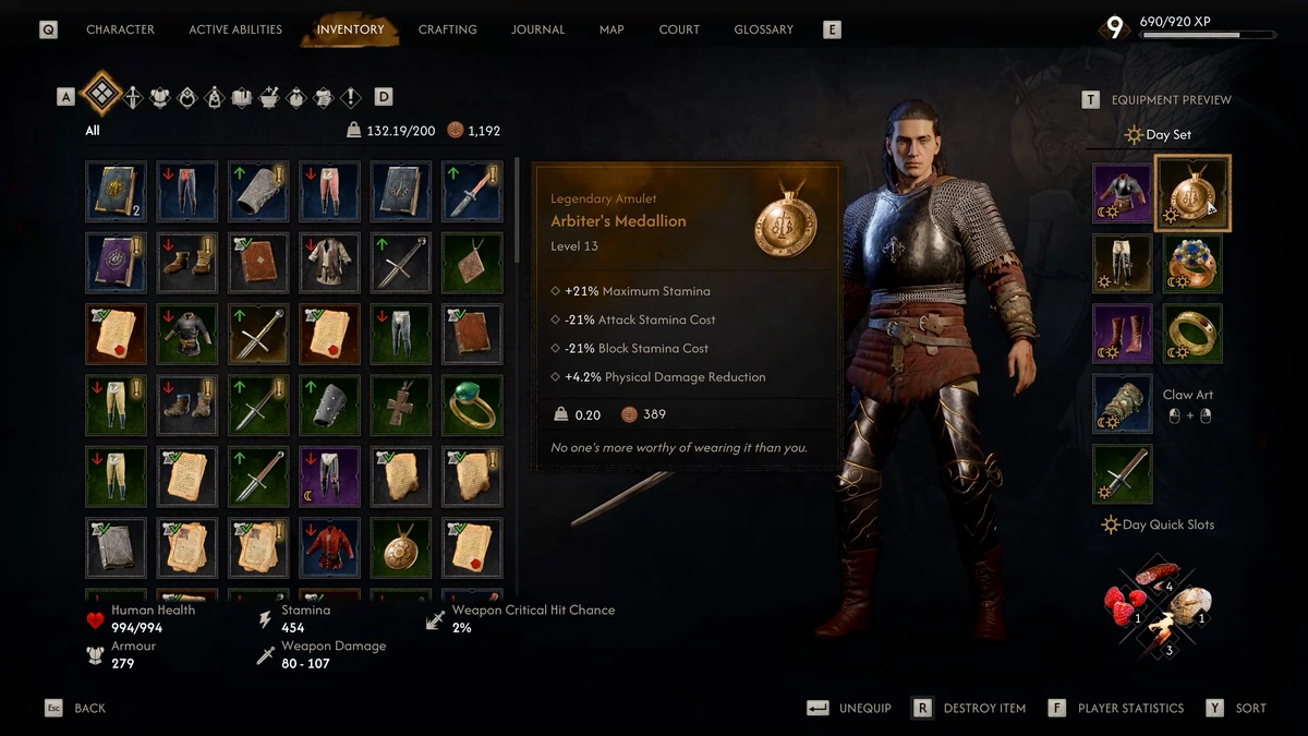 The Blood of Dawnwalker Arbiter's Medallion stats and bonuses