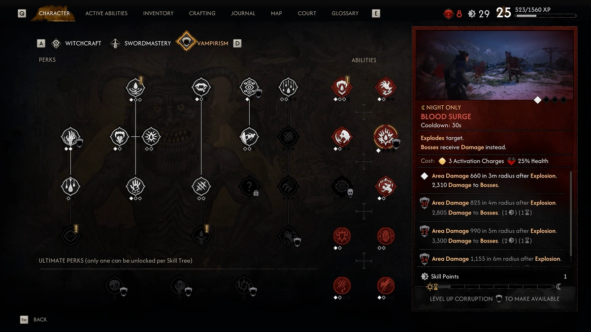 The Blood of Dawnwalker Blood Surge Vampiric skill