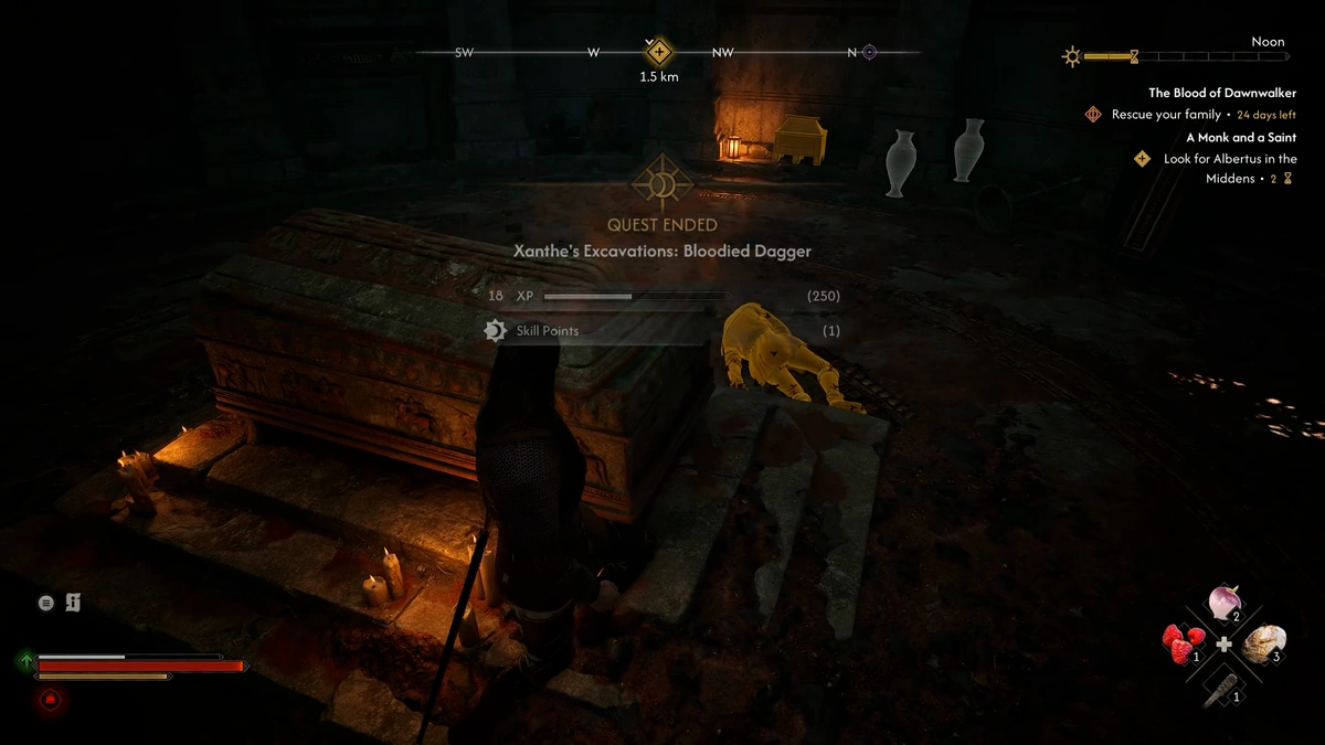 The Blood of Dawnwalker Bloody Dagger key location behind the chest