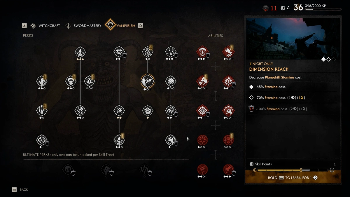 The Blood of Dawnwalker build planning before spending points