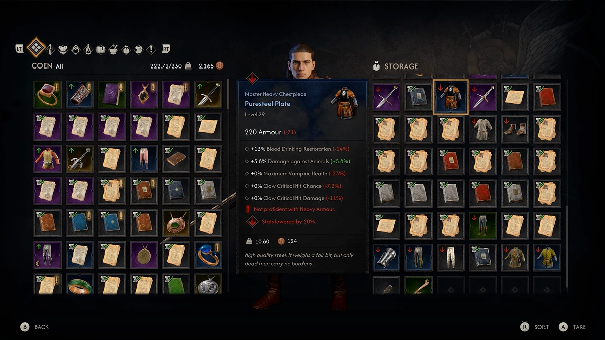 The Blood of Dawnwalker carry weight skill points
