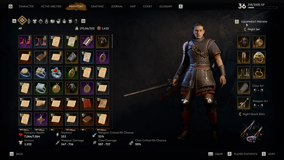 The Blood of Dawnwalker day and night combat loadouts