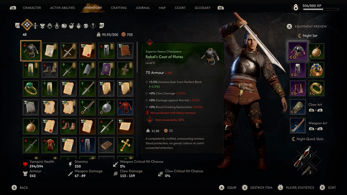 The Blood of Dawnwalker legendary Durandal great sword reward
