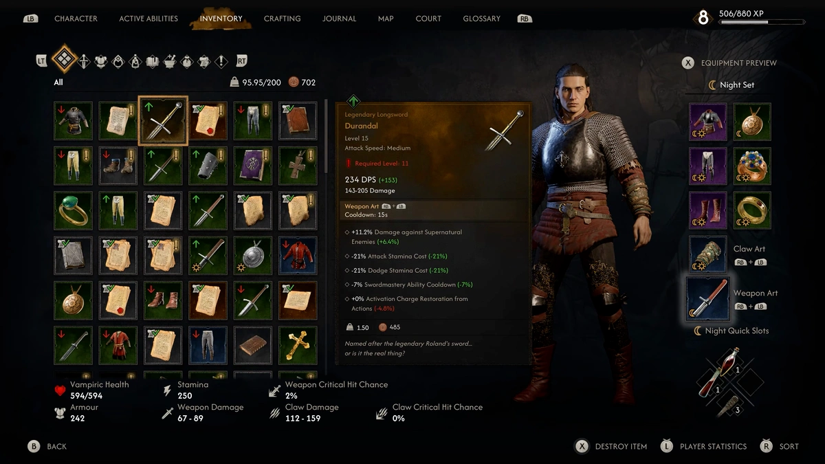 The Blood of Dawnwalker Durandal legendary great sword reward location