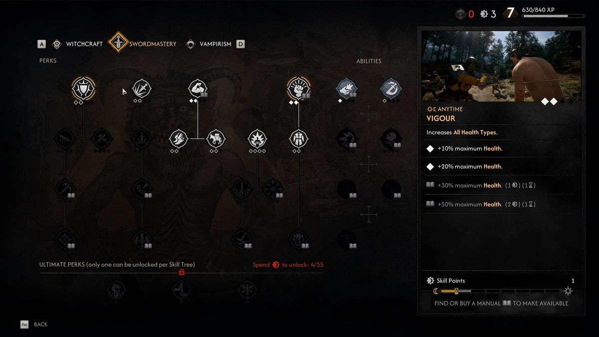 The Blood of Dawnwalker early Swordmastery HP passive