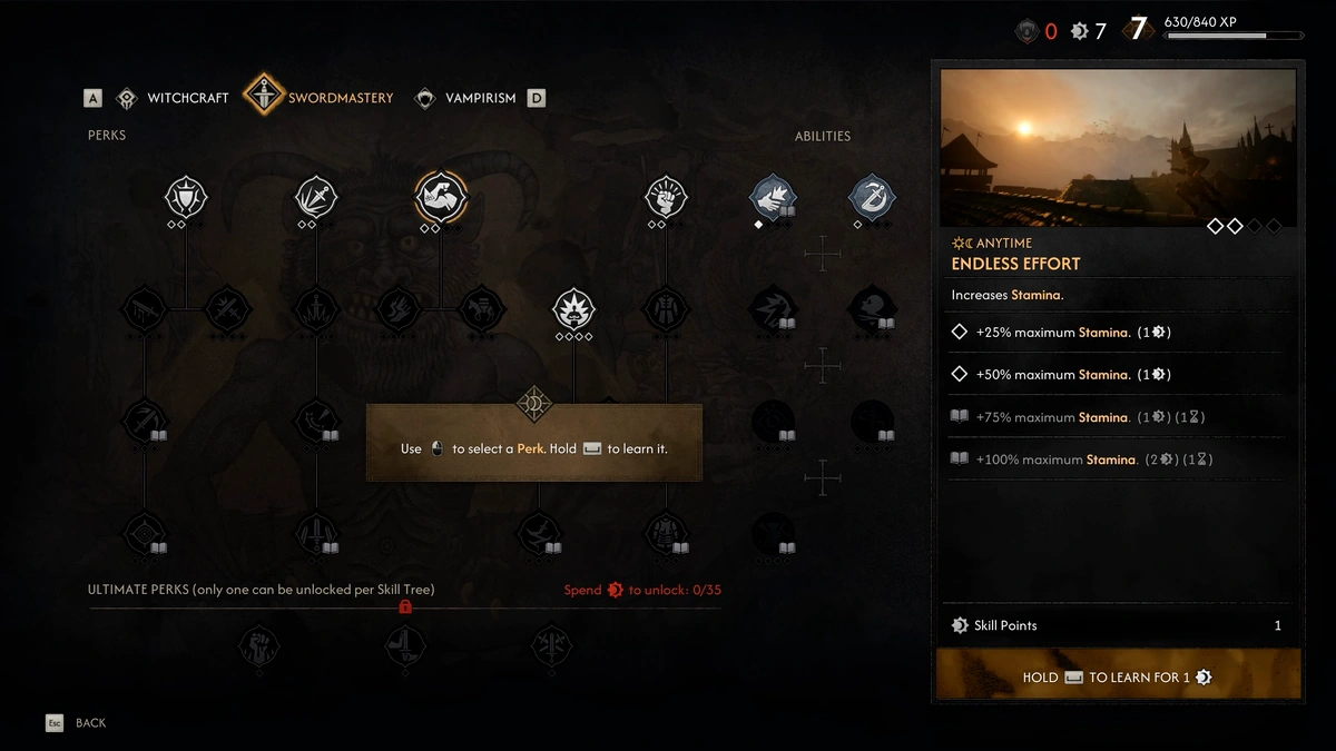 The Blood of Dawnwalker Endless Effort stamina passive