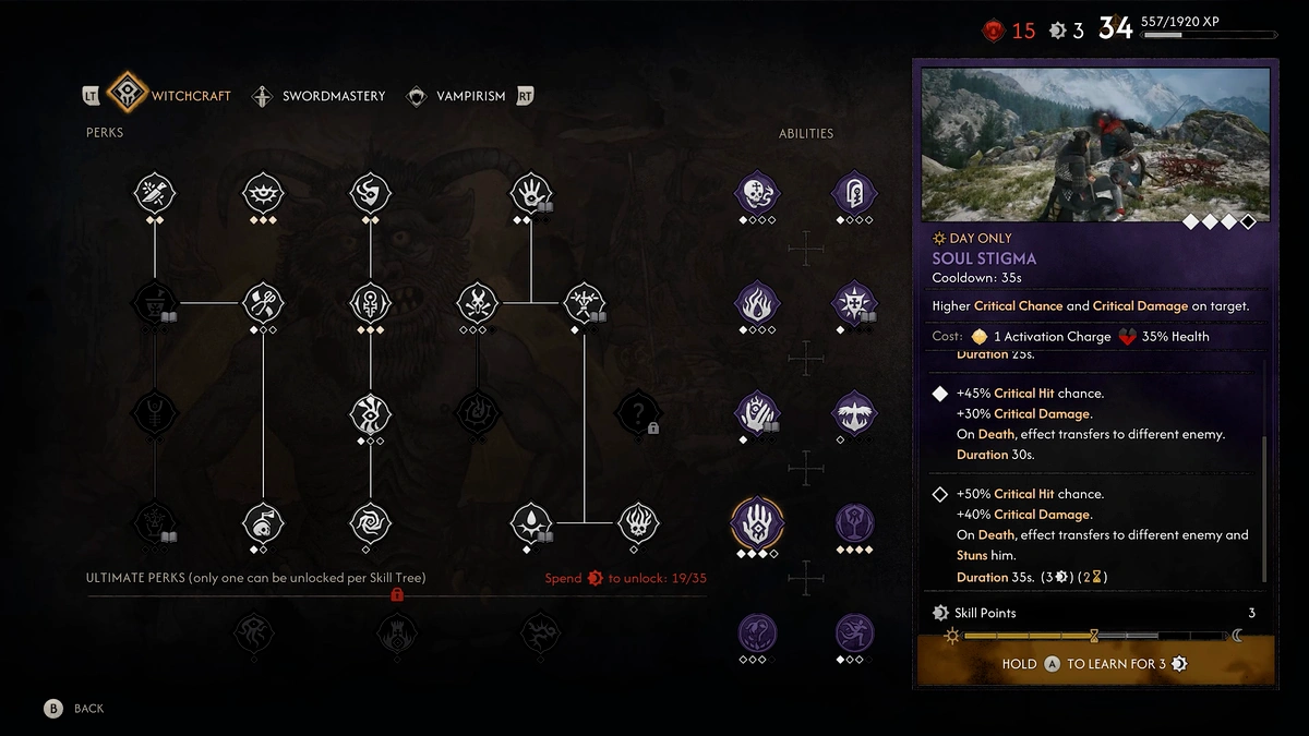 The Blood of Dawnwalker higher level ability and story time costs