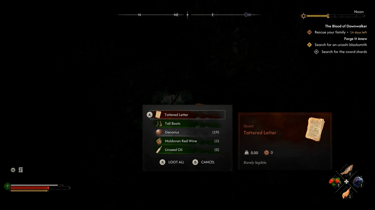 The Blood of Dawnwalker Into the Den corpse note