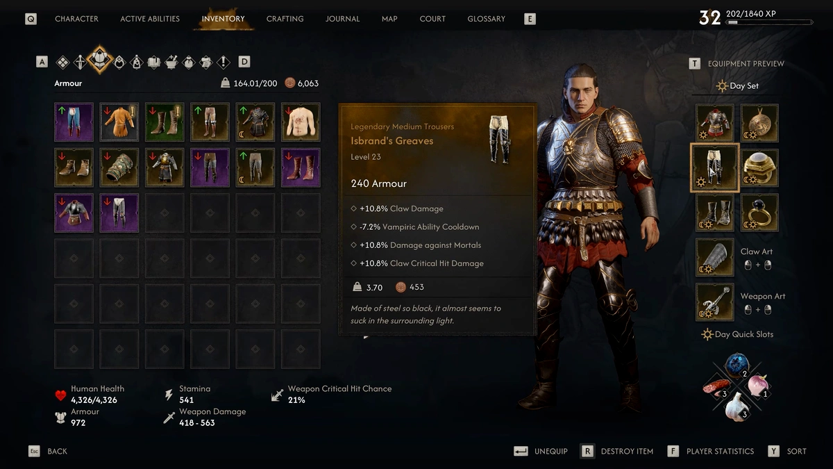 The Blood of Dawnwalker Isbrand's Greaves legendary armor reward
