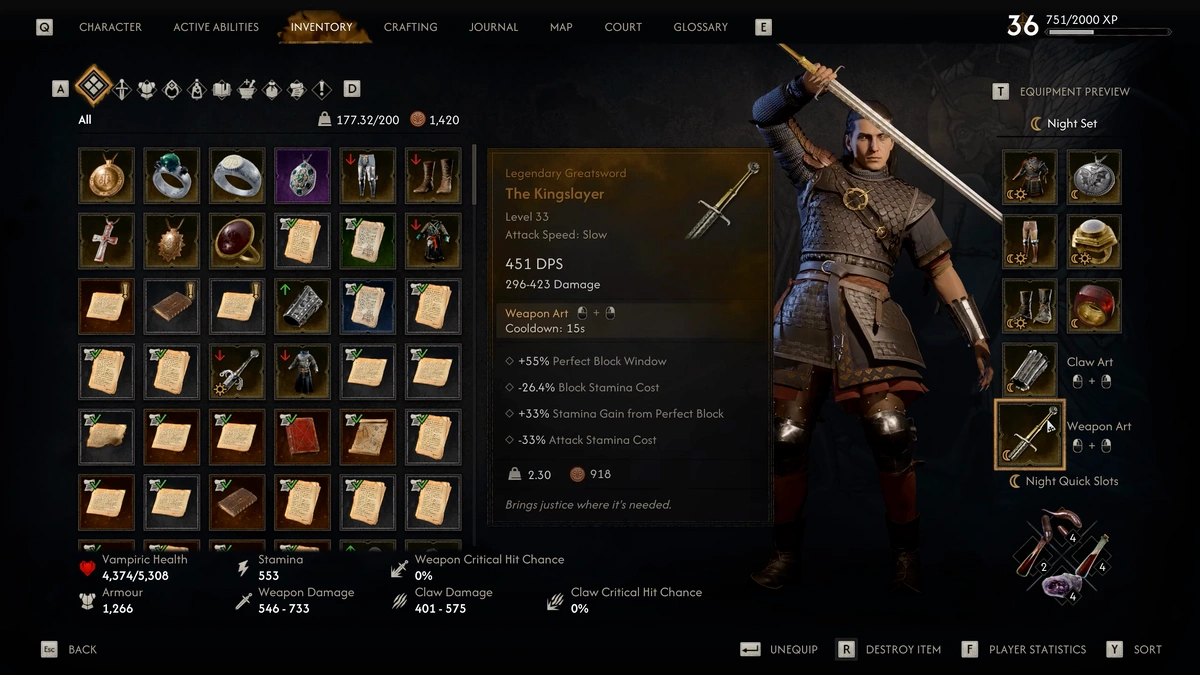 The Blood of Dawnwalker King's Slayer weapon for One Shot Build