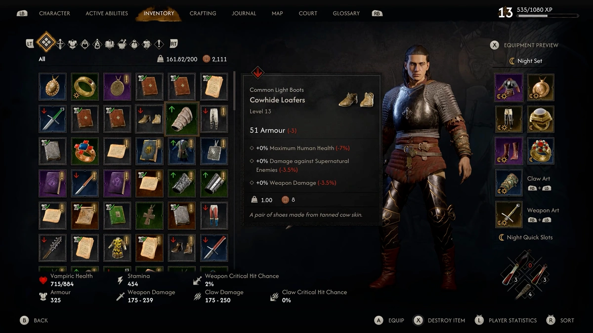 The Blood of Dawnwalker Knightly Ring upgrade bonuses