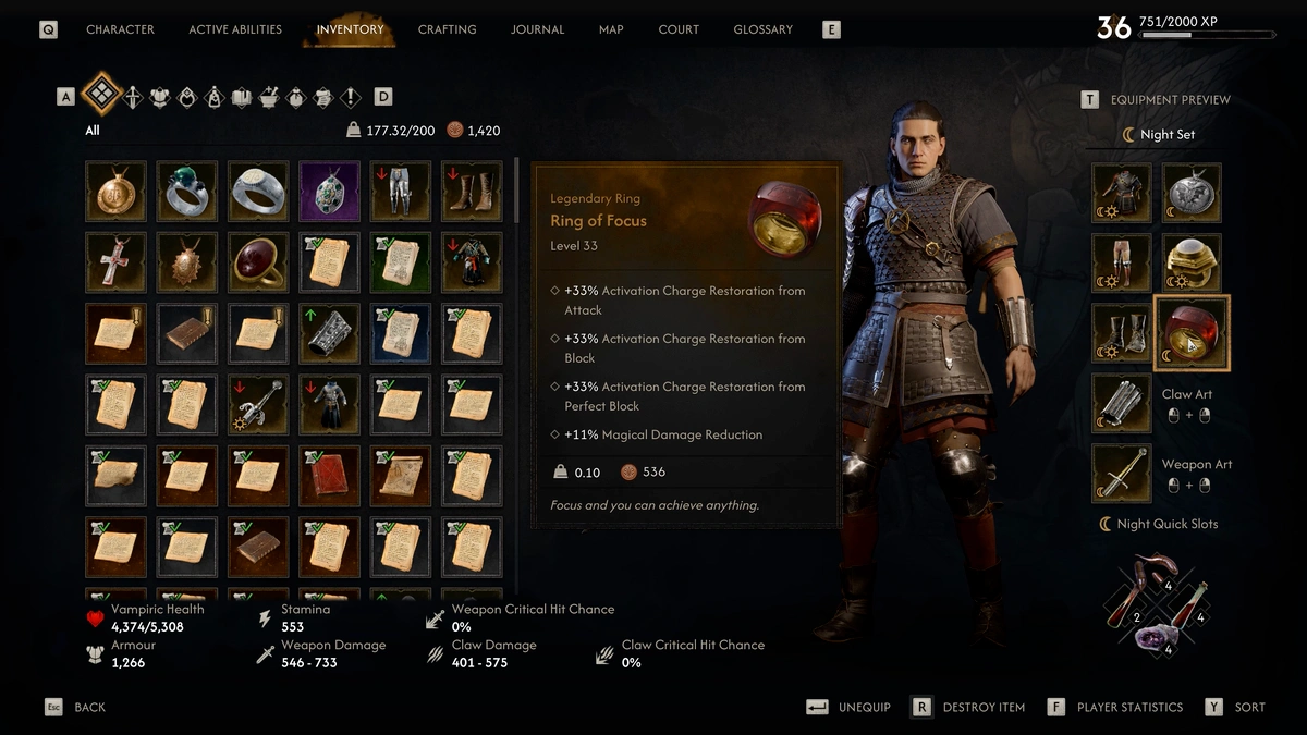 The Blood of Dawnwalker Knightly Ring for One Shot Build
