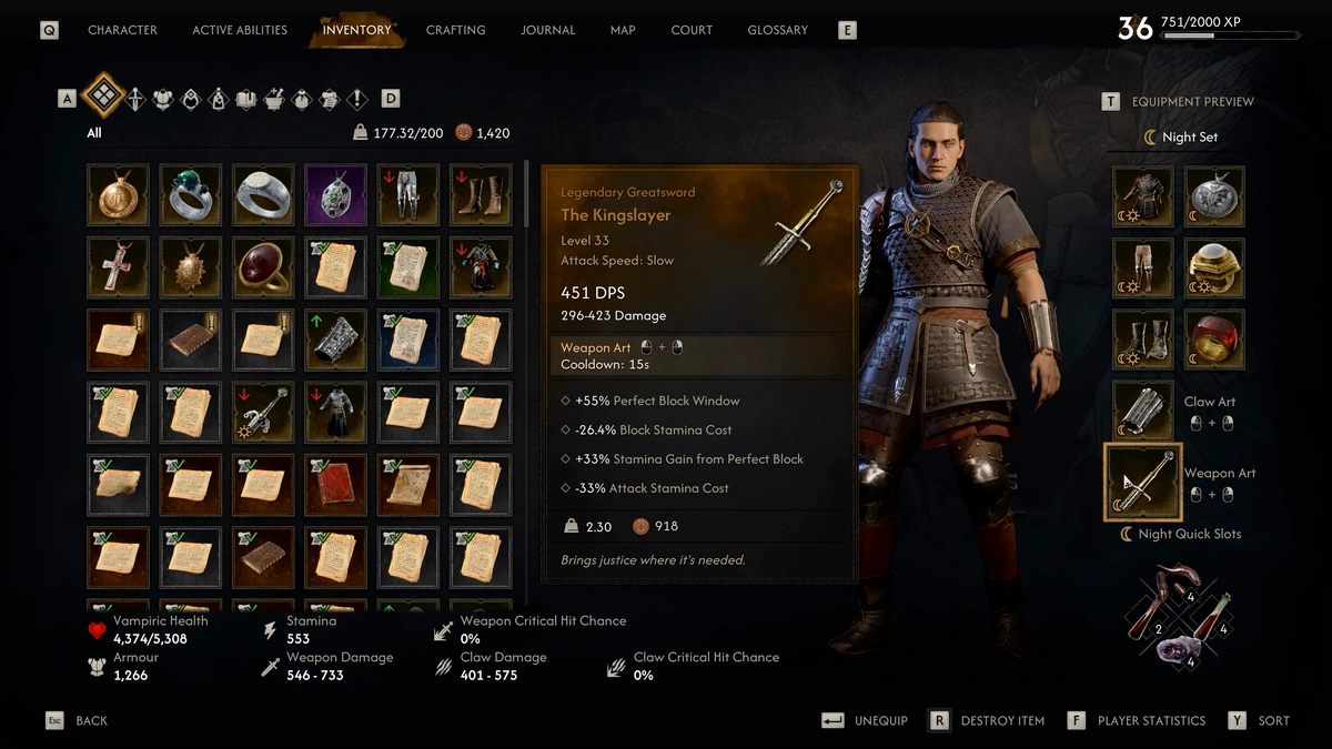 The Blood of Dawnwalker One Shot Build equipment setup with legendary gear