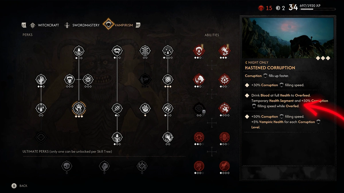 The Blood of Dawnwalker Overfeeding vampire skill