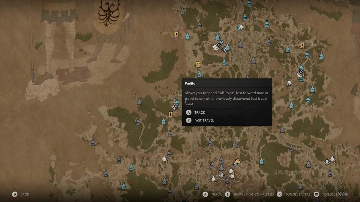 The Blood of Dawnwalker Rock Falls location leading to Isbrand's Greaves legendary armor