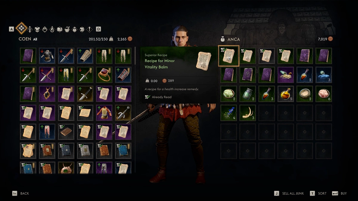 The Blood of Dawnwalker sell junk at vendors