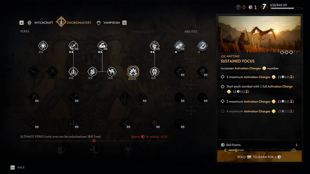 The Blood of Dawnwalker Sustained Focus skill