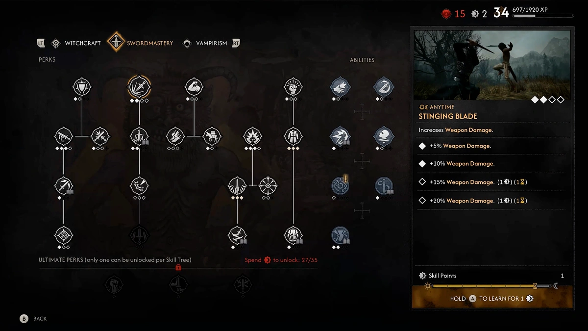 The Blood of Dawnwalker Sword Mastery weapon damage health stamina and activation slots