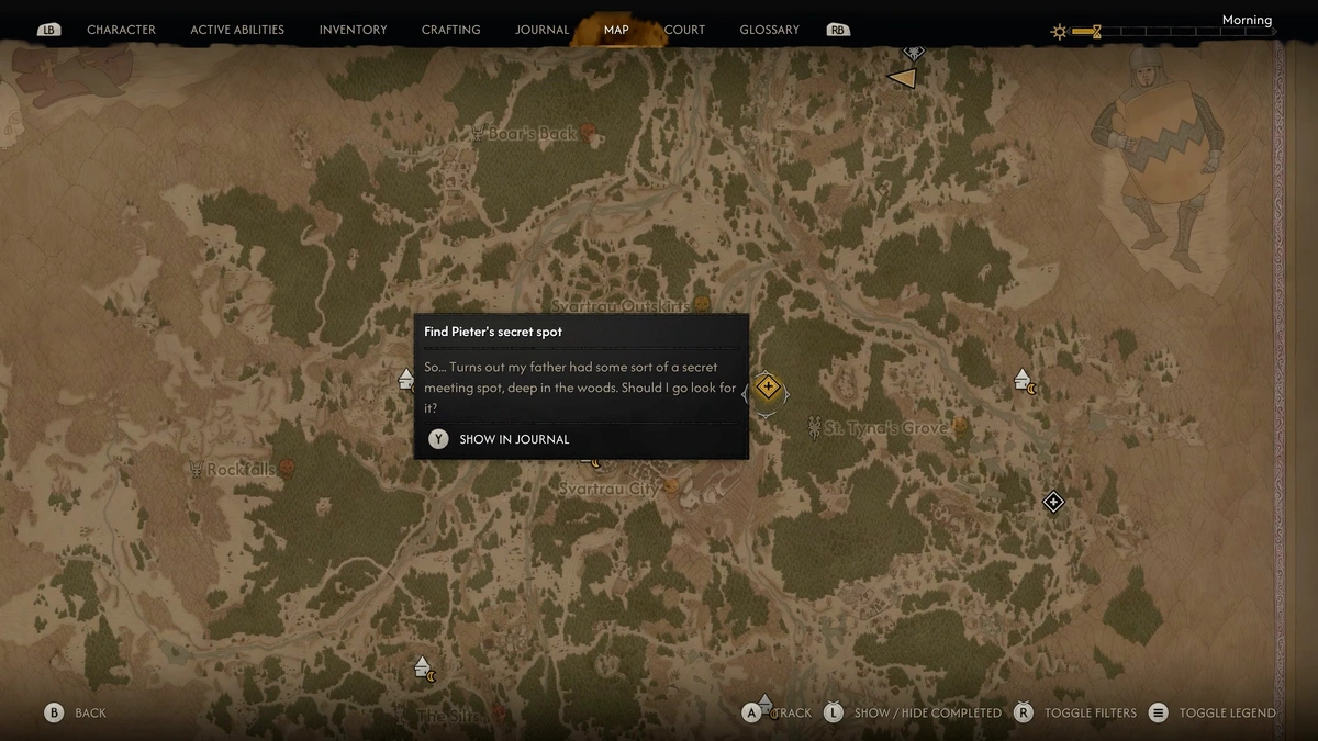 The Blood of Dawnwalker map route to Volk's secret meeting location during Buried Past